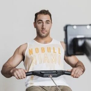 NWT NOBULL Men’s Palm Tree Miami Muscle Tank - Small - Yellow